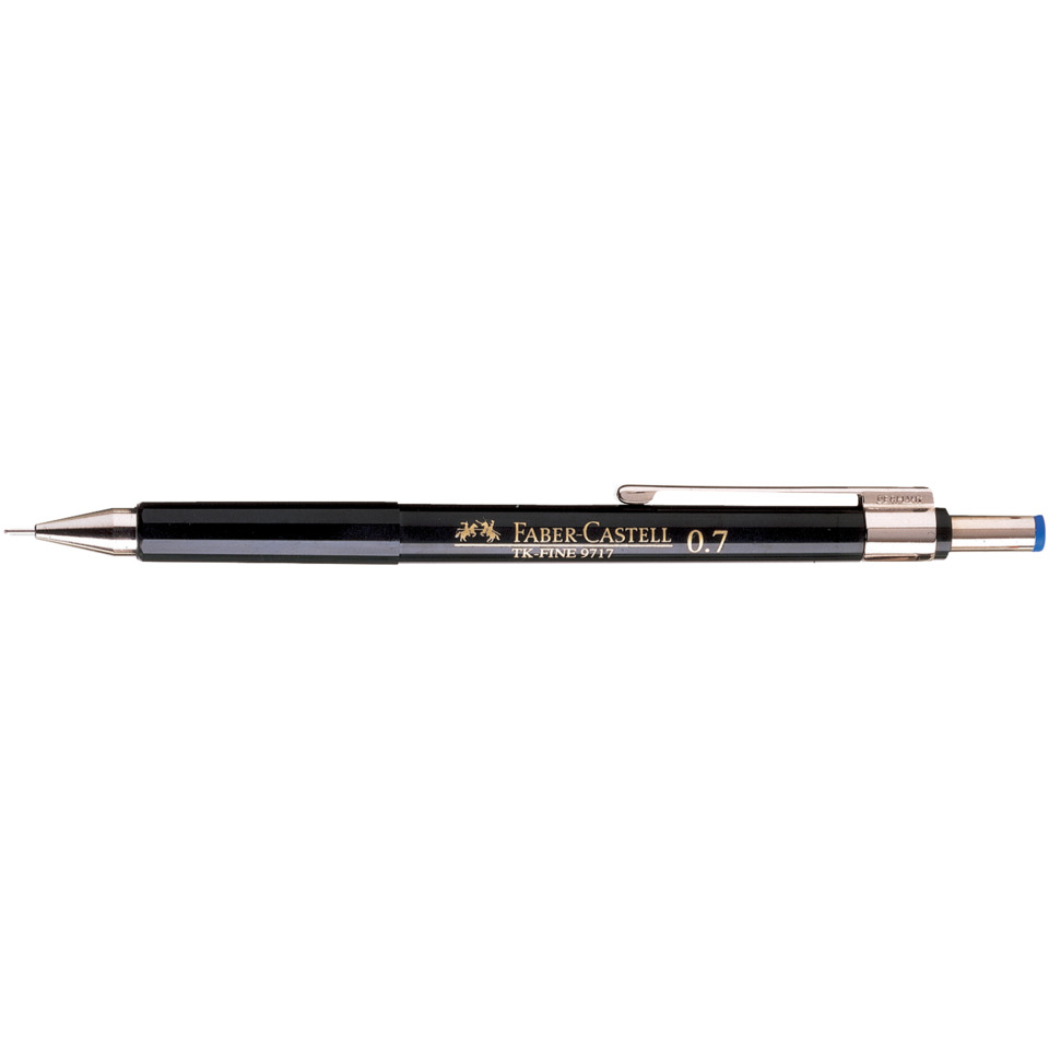 Mechanischer Bleistift, 0,7 mm, Faber-Castell, schwarzer Körper, Metallclip