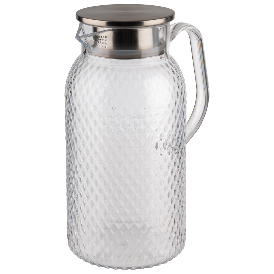 Glaskaraffe, Geriffelte Oberfläche, Karaffe mit Deckel, Trinkkaraffe, Leicht transparent