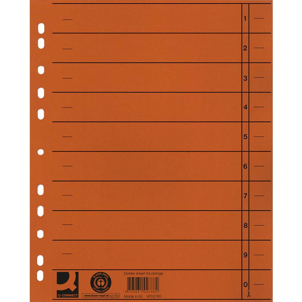 Trennblatt, A4, 100 Stück, orange Q-CONNECT KF02790