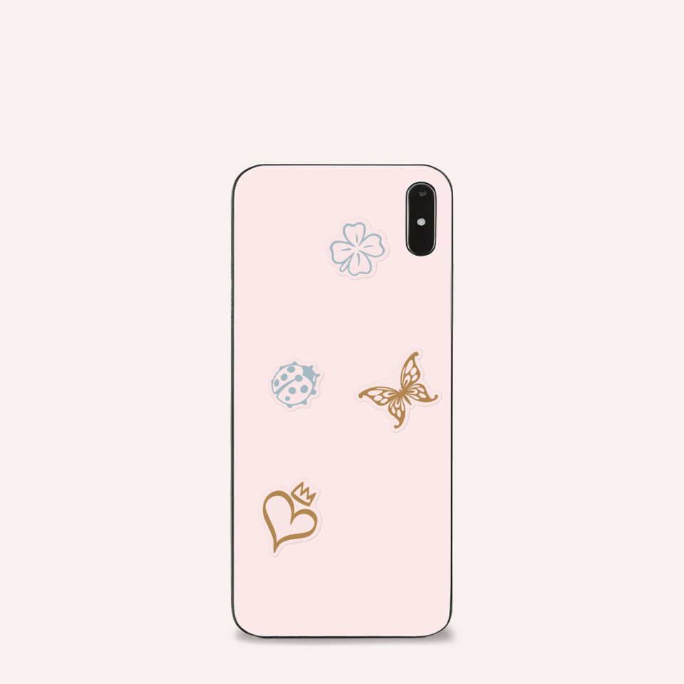 iPhone-Hülle, rosa Hülle, Schmetterling, Herz, Blumenmuster