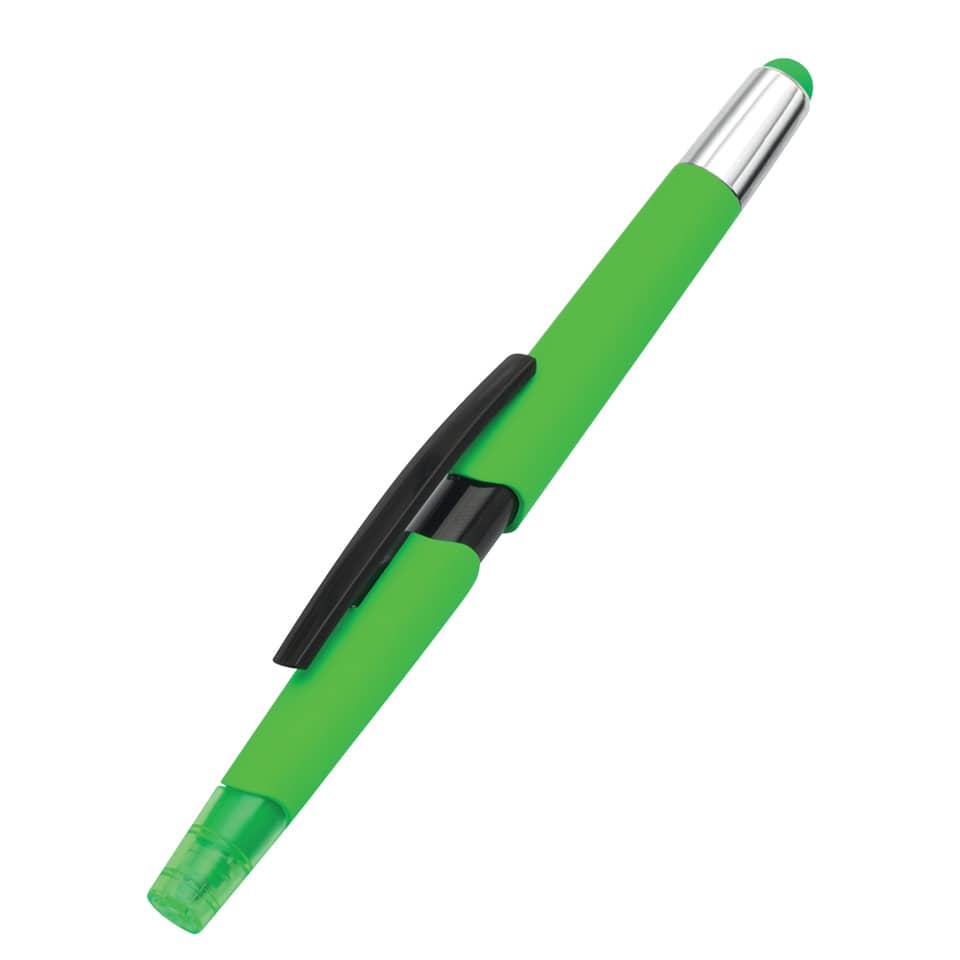 Kugelschreiber, Grüner Pen, Clip, Gummierung, Transparente Spitze