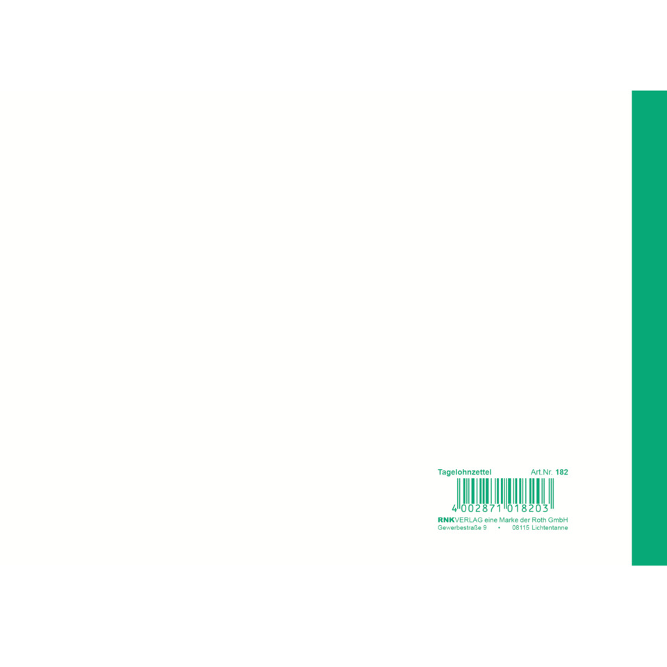 Tagelohnzettel, Barcode, Green bar, Label, Rechnungsetikett