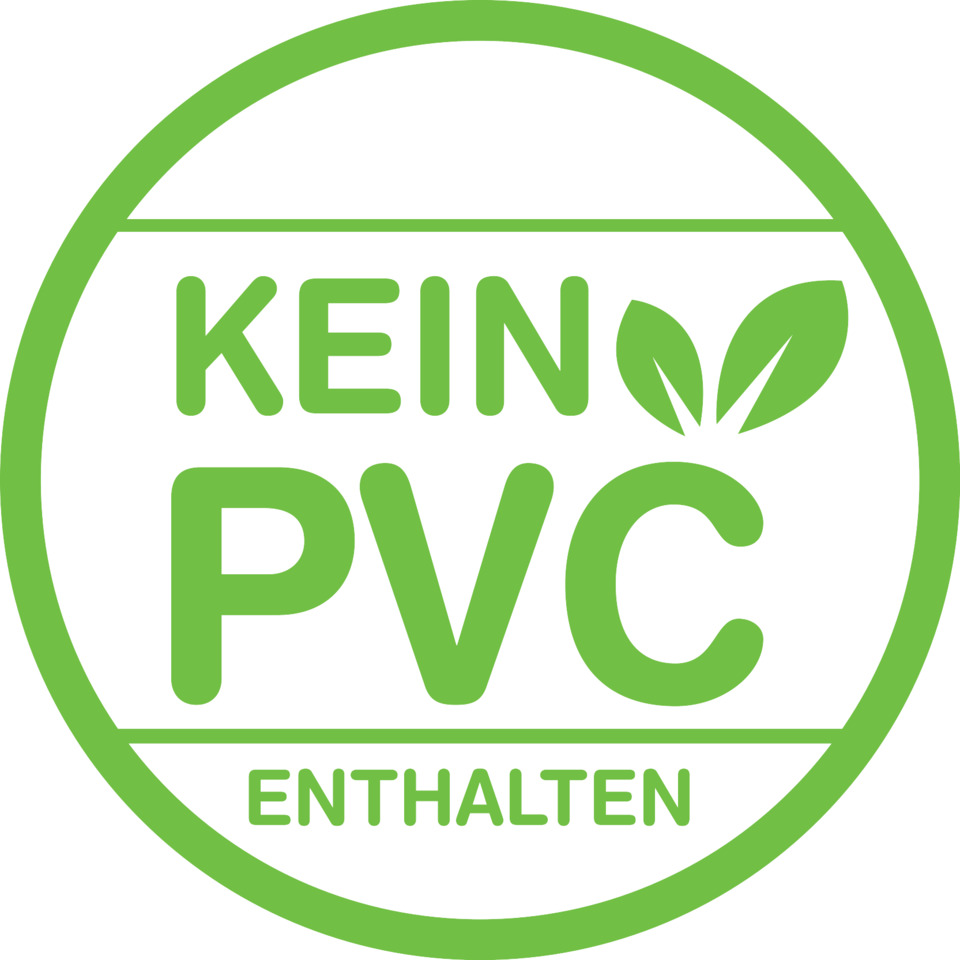 kein PVC, Enthalten, Kreislogo, grün, Label
