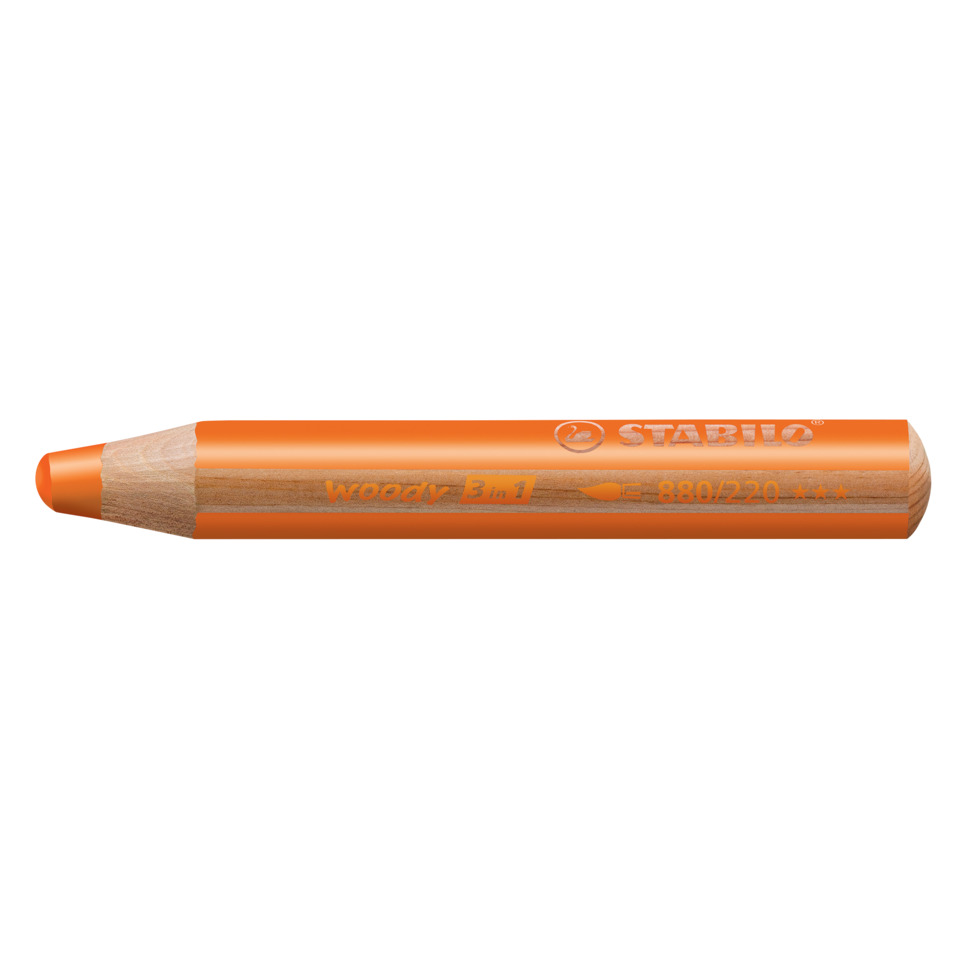 Schulholz, Holz, Orange, Bleistift, 3-in-1