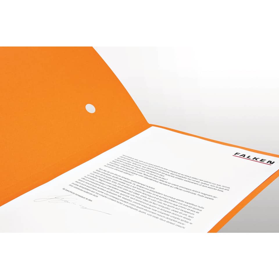 orangeer Ordner, Ordner Innenraum, Dokumentenhülle, orange Rand, Schreiben im Dokument
