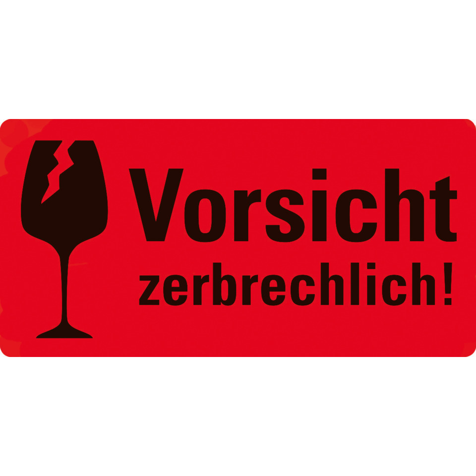 Warnschild, Vorsicht, zerbrechlich, Glas, rot, Warnhinweis, Glasbruch, Vorsicht, zerbrechlich, Schild