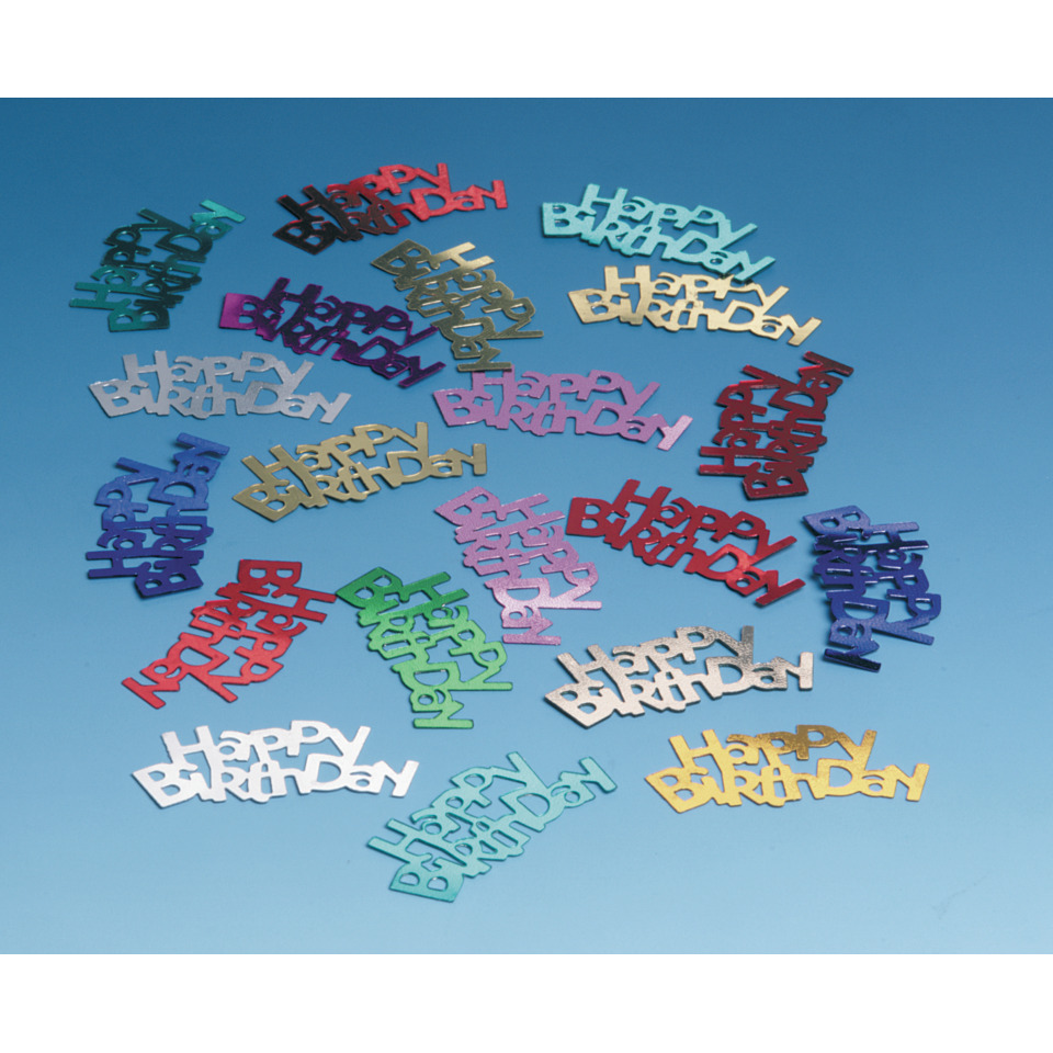 birthday decorations, confetti, papercutouts, bunt, Happy Birthday