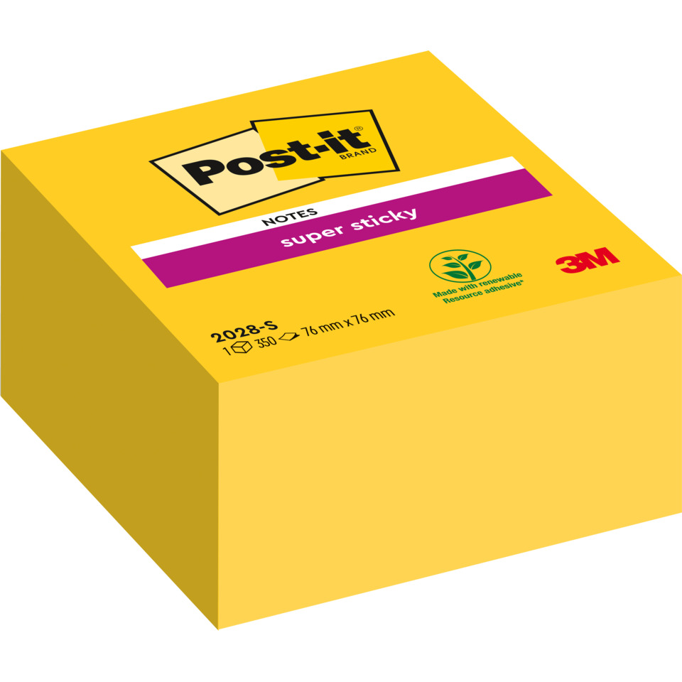 Haftnotizblock Super Sticky Würfel, 76x76mm, 350 Blatt, ultragelb POST-IT 2028-S