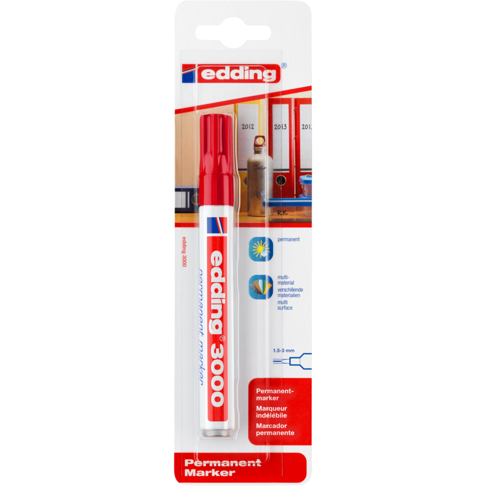 Permanentmarker, Marker, Feinspitze, Rot, Tintenlösung