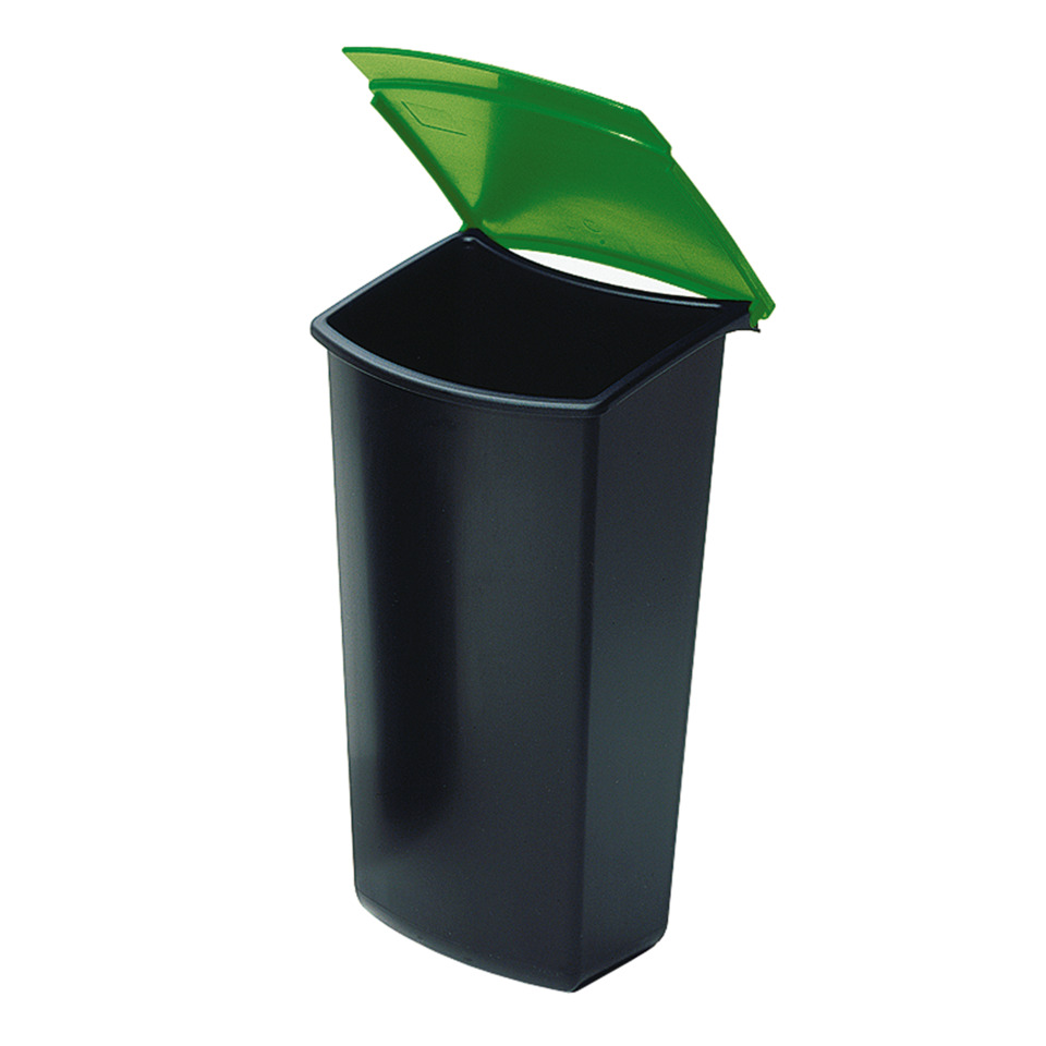 Müllkorb, Abfalleimer, Abfalleimer Metall, Schwarz, Grüner Deckel