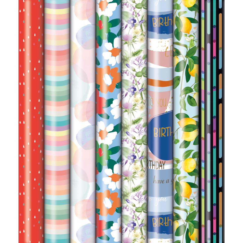 Geschenkpapier, Vielseitige Muster, Drucke, Blumenmuster, Zerknitterungsresistent