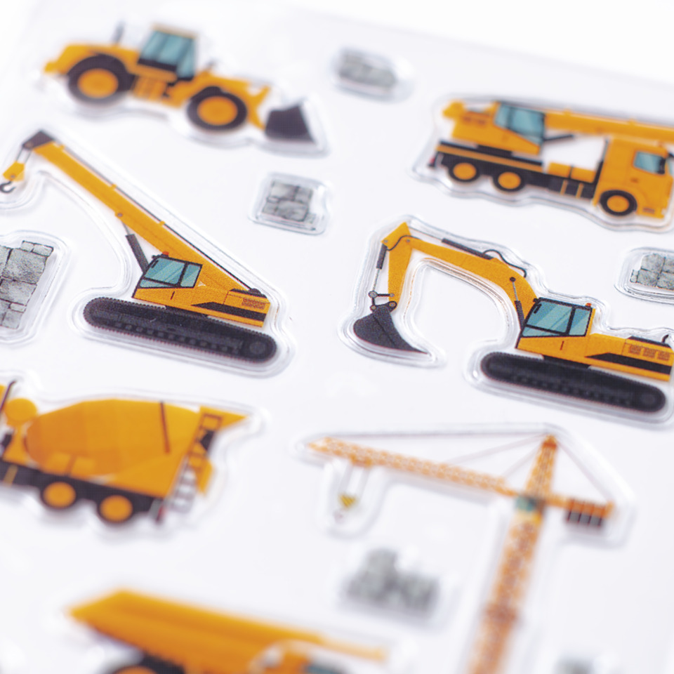 Baustellen-Accessoires, Klebe-Sticker, Baumaschinen, Gelb, Bauwerkzeug