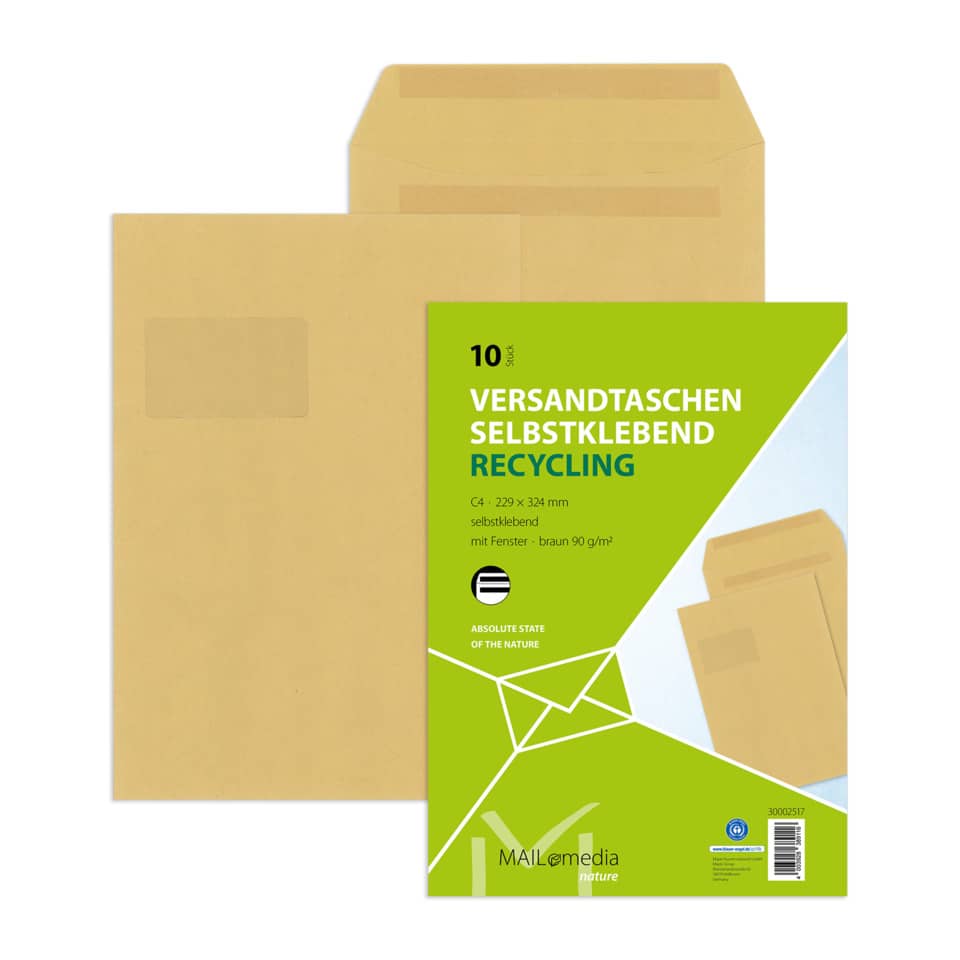 Postpaket, Selbstklebend, Recycling, Umschlag, Briefeinlage