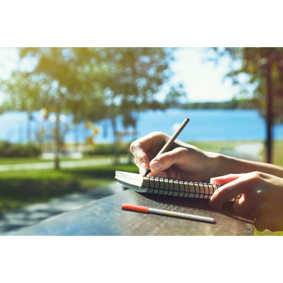 Notizbuch, Spiralblock, Stift, Schreiben im Freien, Skizzenblock