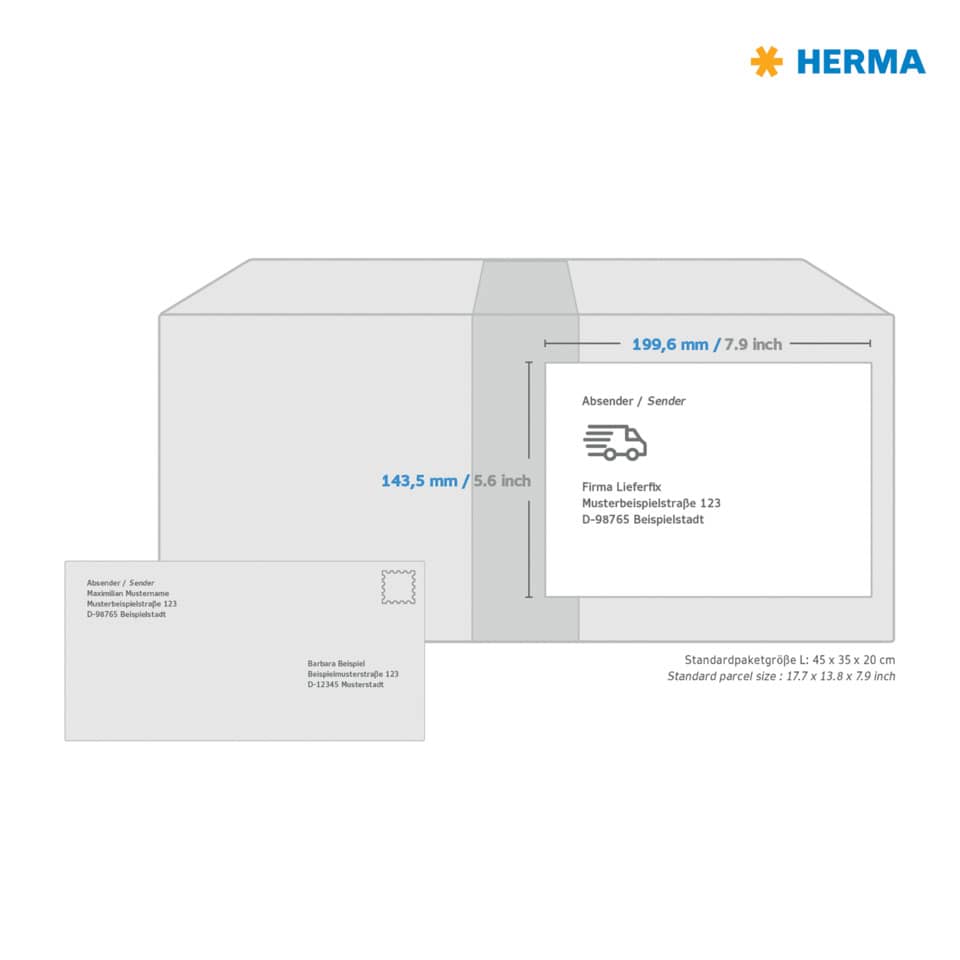 Briefumschlag, Kuvert, Standardpaket, Maße, Sender