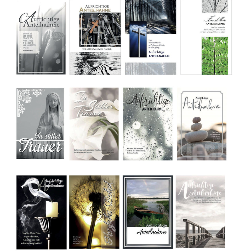Antteilnahme?, Gedenkkarte, Trauerkarte, Karten-Design, Monochrom