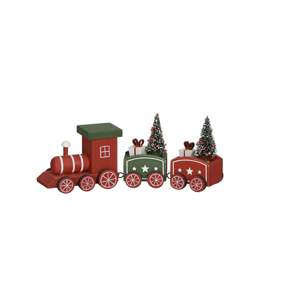 Holzspielzeug, Weihnachtstrain, Kleiner Zug, Miniaturzug, Rot-Grün