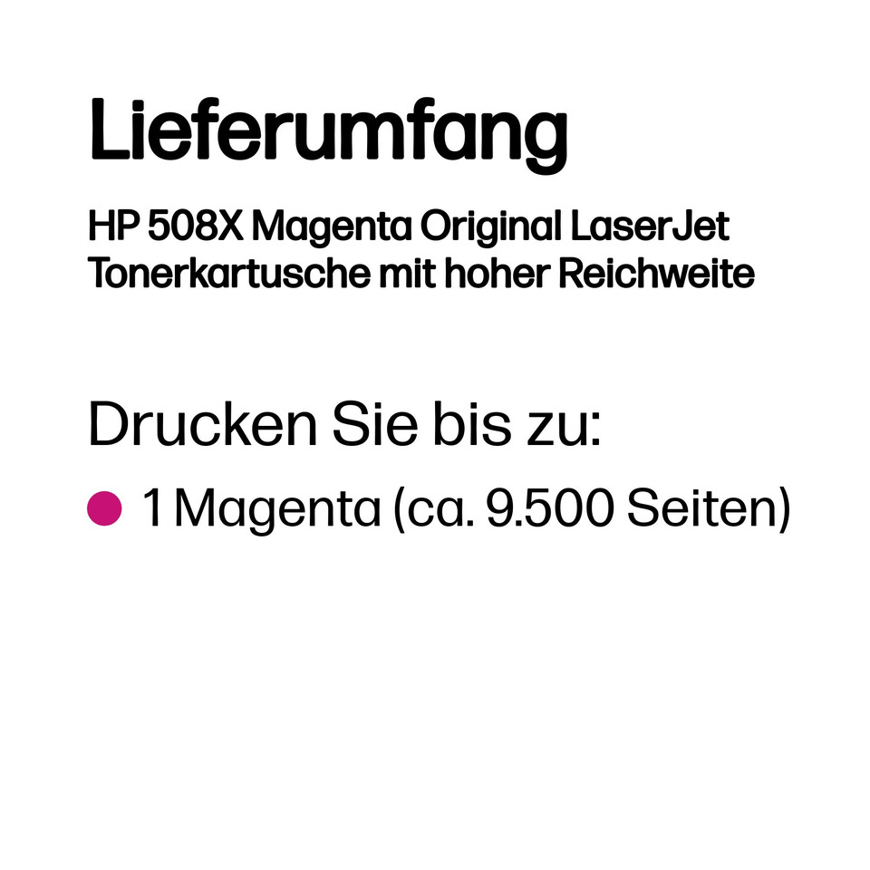 Drucker, Tonerpatrone, HP 508X, Magenta, LaserJet