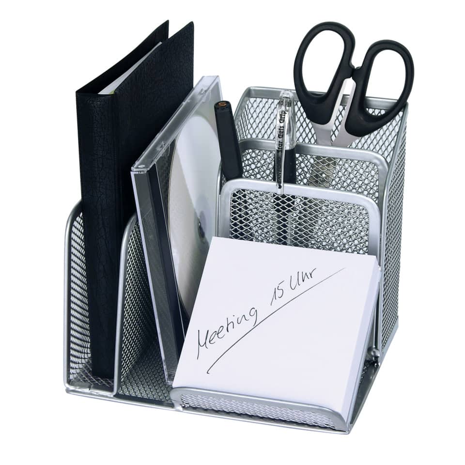 Schreibtisch-Organizer, Büromaterial, Ordner, Schere, Notizblock