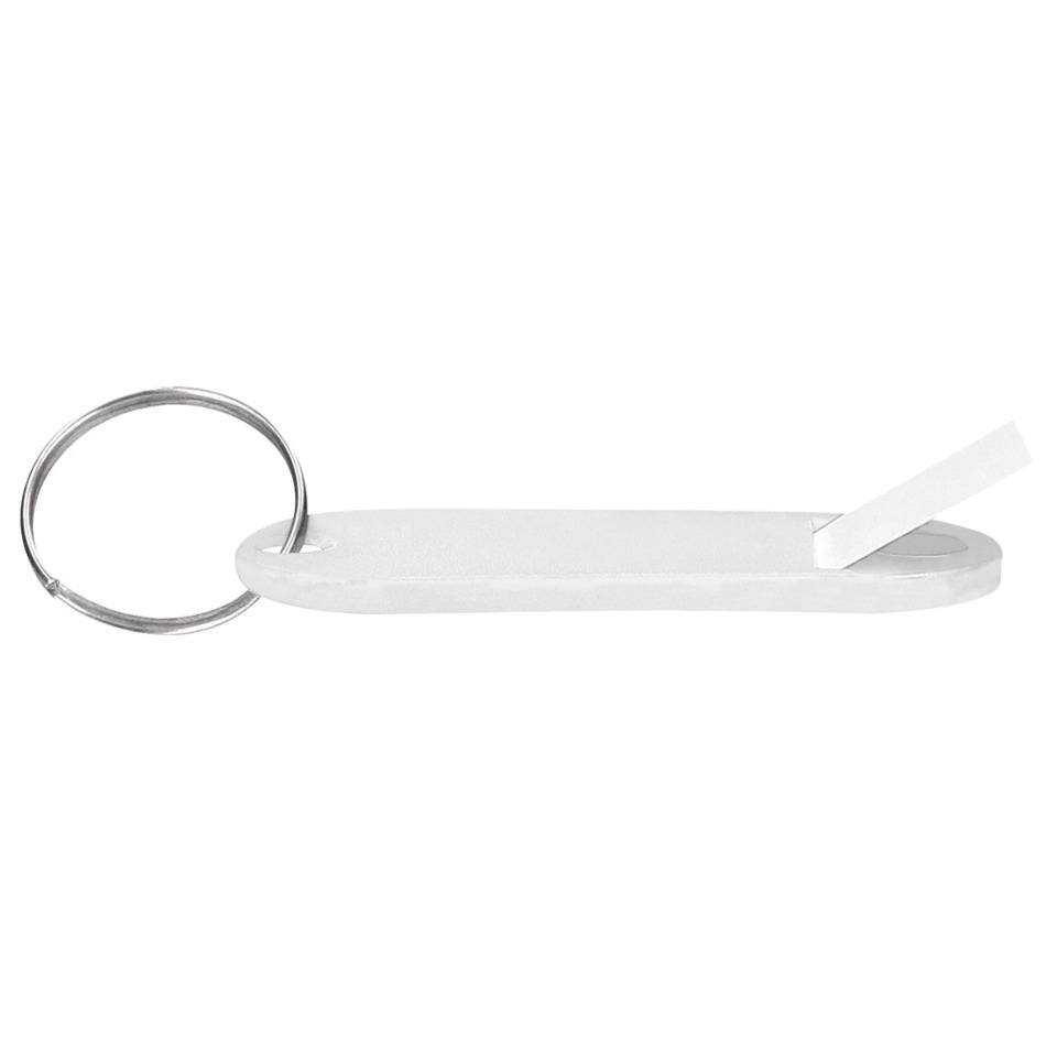 Schlüsselanhänger, Kunststoff, Weiß, Ring, Plättchen