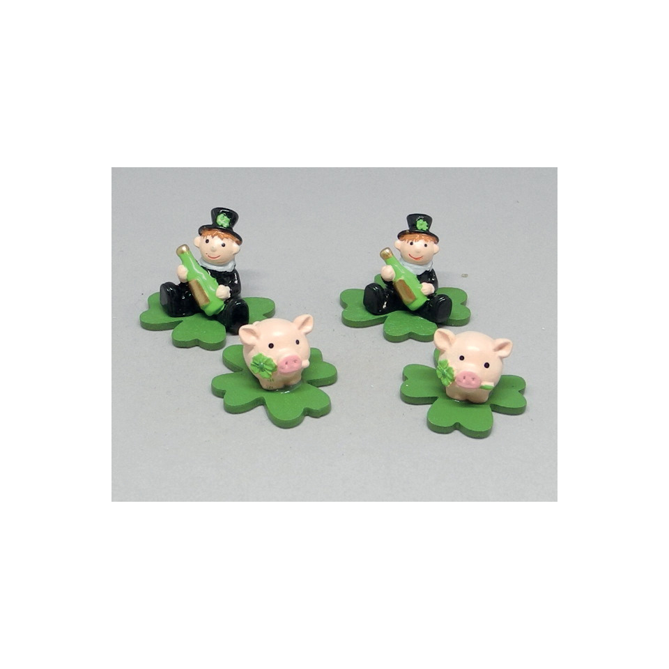 Figur, Glückspflanze, Hutmacher, Schweine, Miniatur