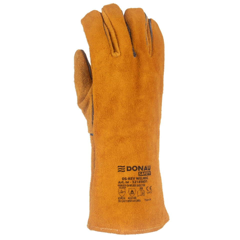 Schutzhandschuh, Lederhandschuh, Arbeitshandschuh, Orangefarbener Handschuh, Schutzausrüstung