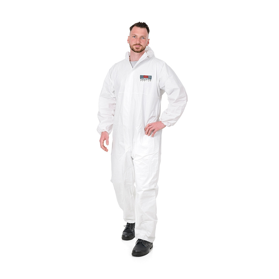 Schutzanzug, Einweganzug, Weißer Overall, Farbweiß, Gummifoots?