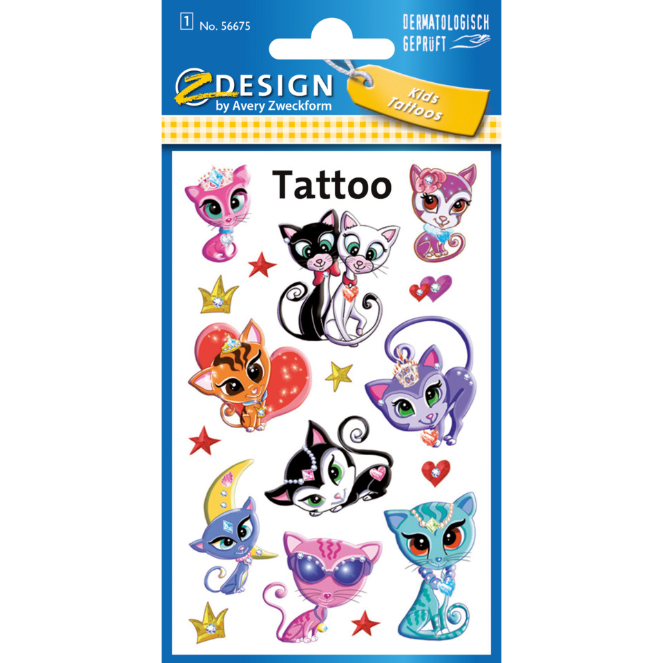 tattoo sticker, kätzchen, kawaii, kindertattoos, glitzer