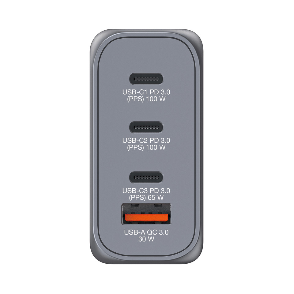 USB-C PD Ports, USB-A QC Port, PD 3.0, 30W, Multiport charger