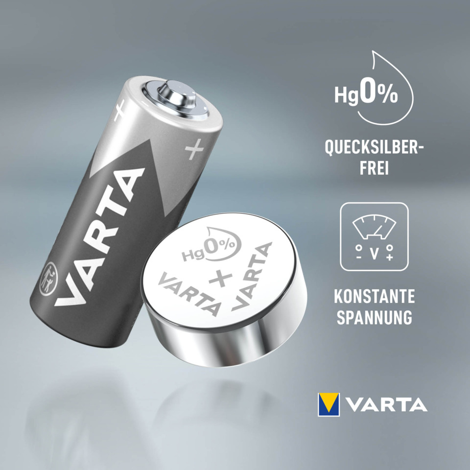 Batterie, Knopfzelle, Alkaline, Varta, Hg0%