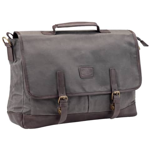 Aktentasche VEGAS, 420 x 320 x 130 mm, Canvas-Lederimitat-Mix, grau/braun PRIDE & SOUL 47303 Aktentasche VEGAS, 420 x 320 x 130 mm, Canvas-Lederimitat-Mix, grau/braun PRIDE & SOUL 47303