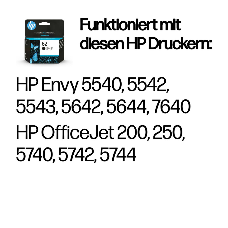HP, Tintenpatrone, Tintenpatrone, Officejet, 62
