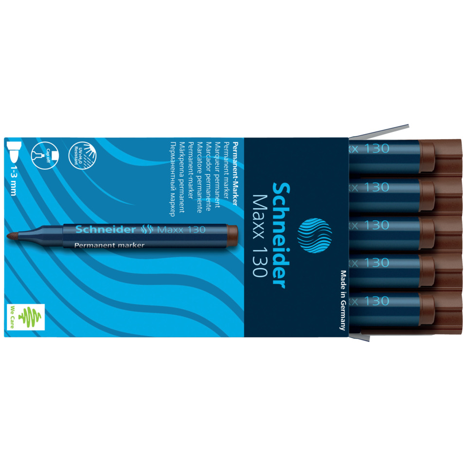 Permanentmarker, Marker, Schneider Maxx 130, blauer Marker, braune Filzstift