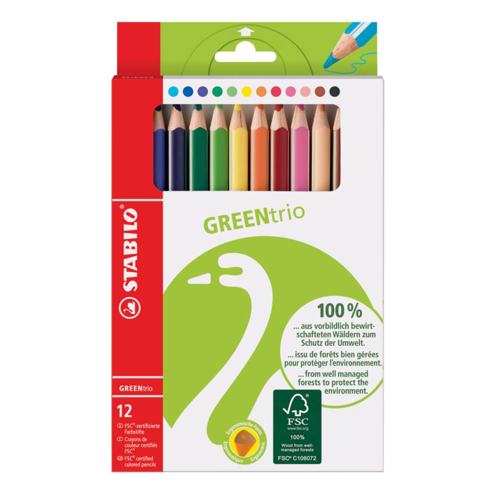 colored pencils, 12 colors, wooden pencils, art supplies, green packaging