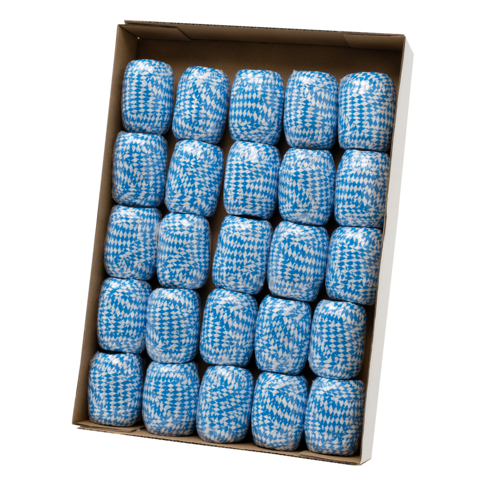 Würfel, Kunststoffwürfel, Blaues Muster, Verpackungseinheit Würfel, Box mit Würfeln