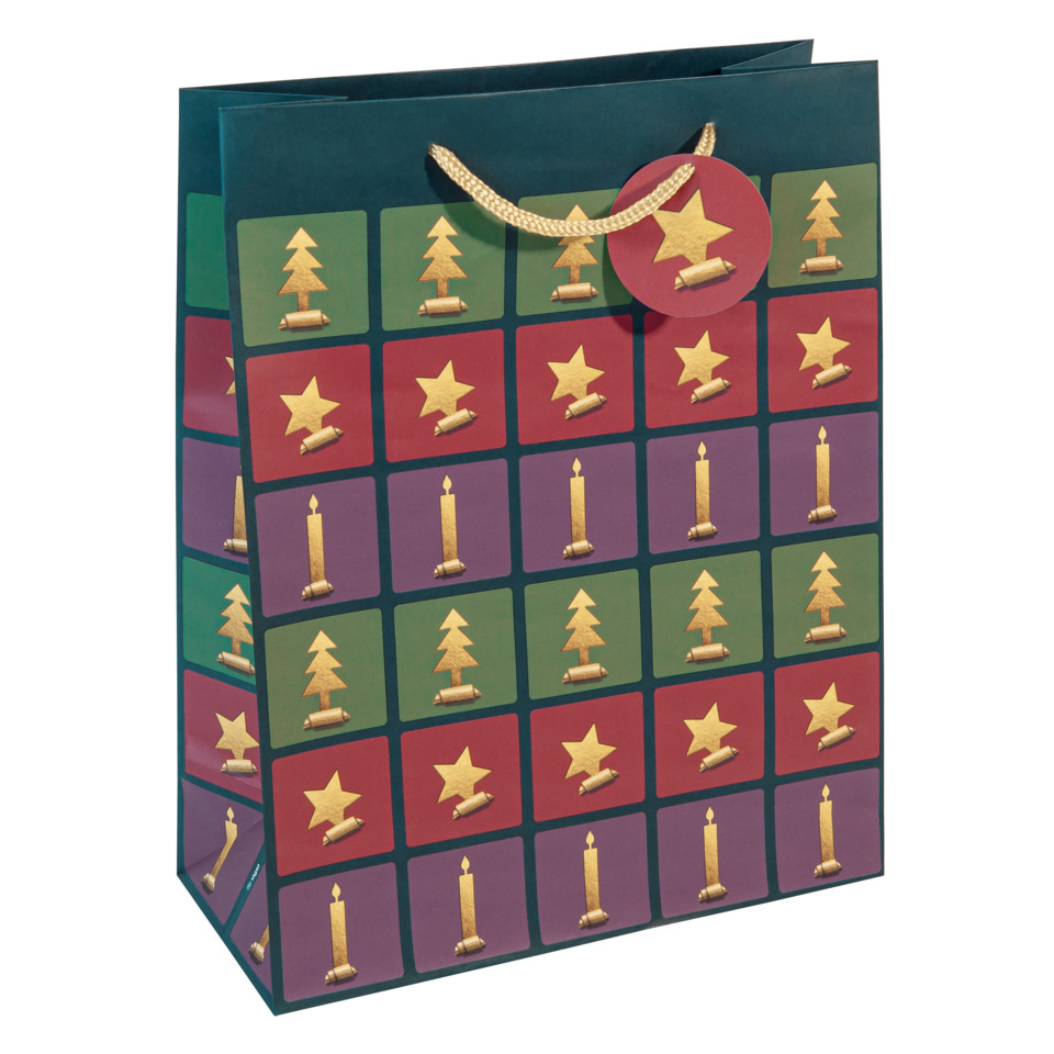 Geschenktasche, Weihnachten, Kerze, Sterne, Tannenbaum