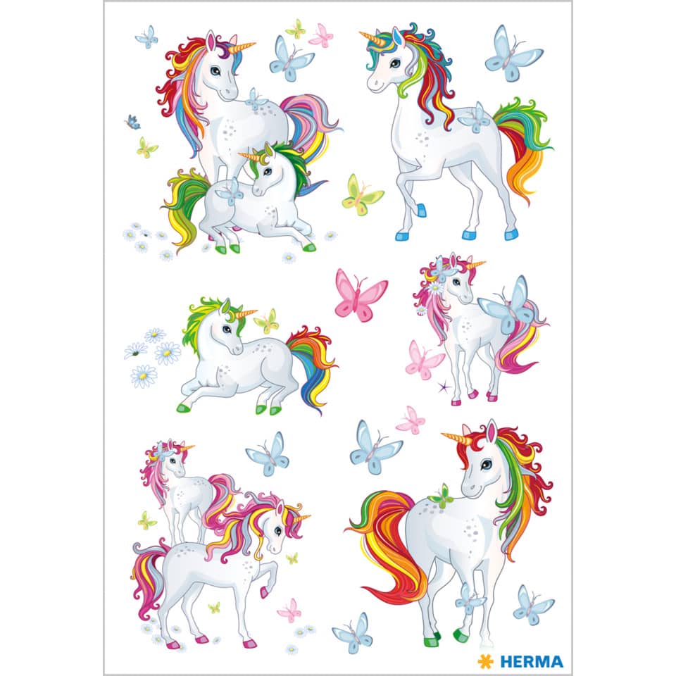 unicorn, einhorn, niedlich, schmetterling, bunt