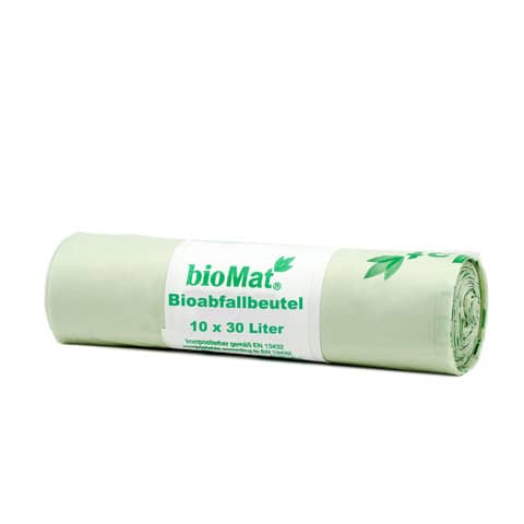 Kompostbeutel Bio-Folie ohne Griff, 30L, 10 Stück, grün bioMat 97002