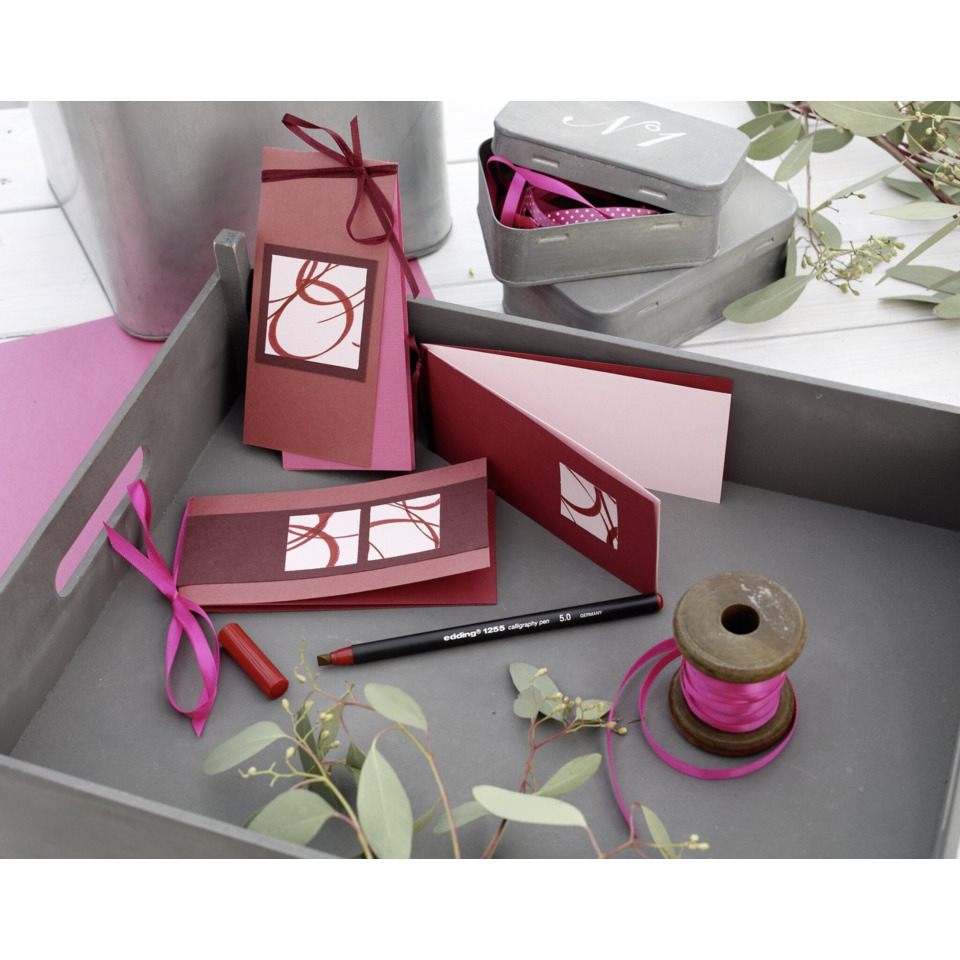 Geschenkset, Karten, Schachtel, Band, Stift