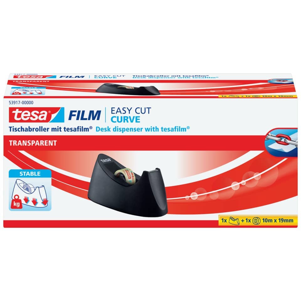 Tischhrollers, tesa, Filmband, Easy Cut Curve, Schreibtischspender