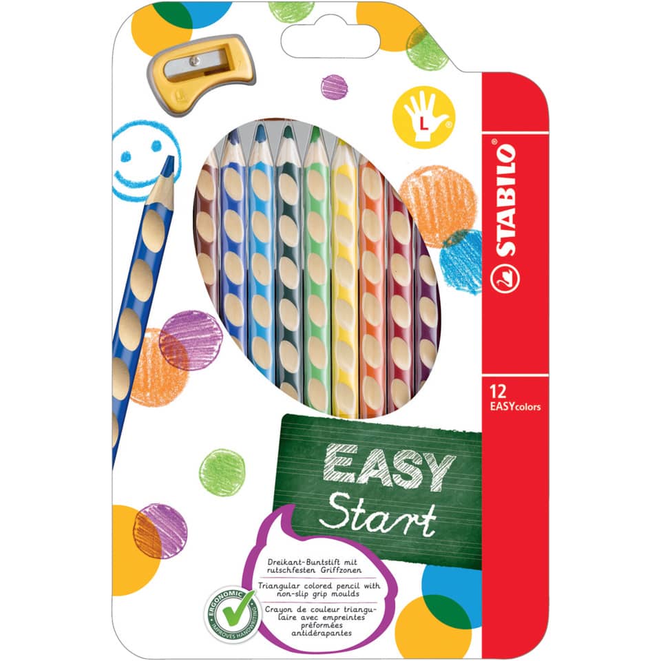 Bleistifte, Buntstifte, 12er Set, Holzstifte, Dreikant-Buntstifte