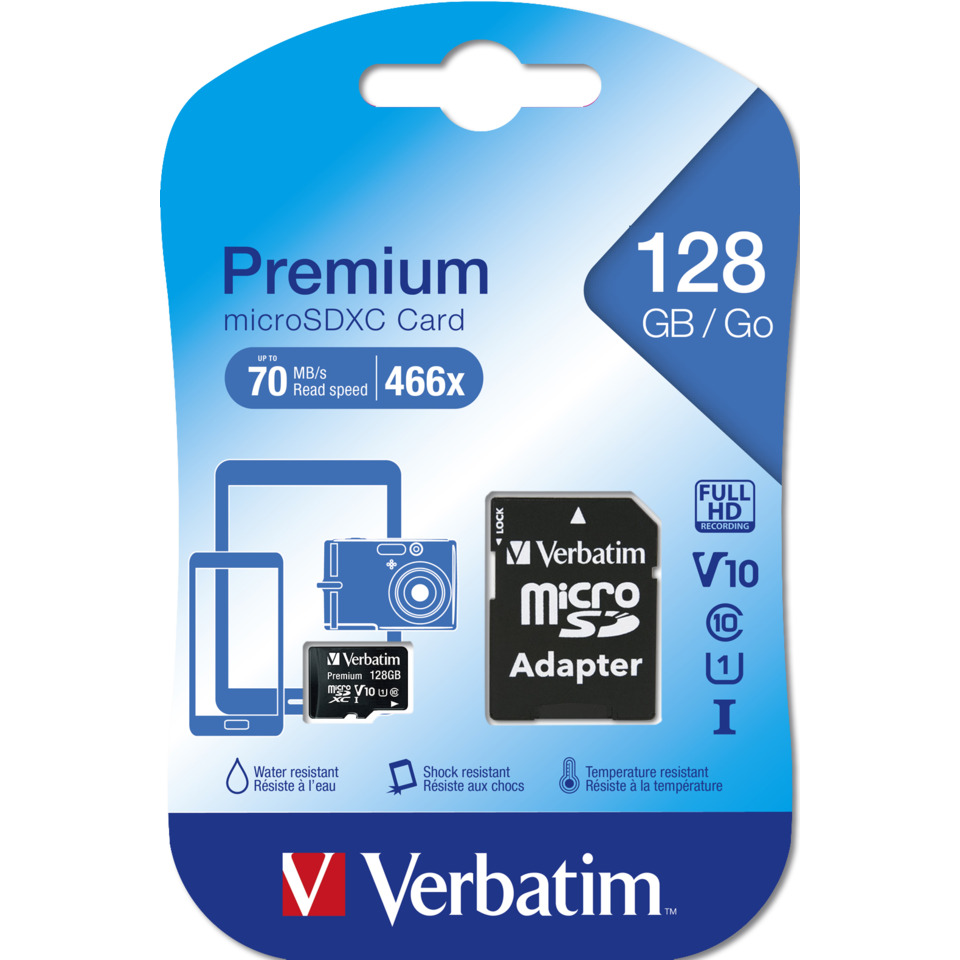 microSD, 128 GB, Adapter, Speicherkarte, Verbatim