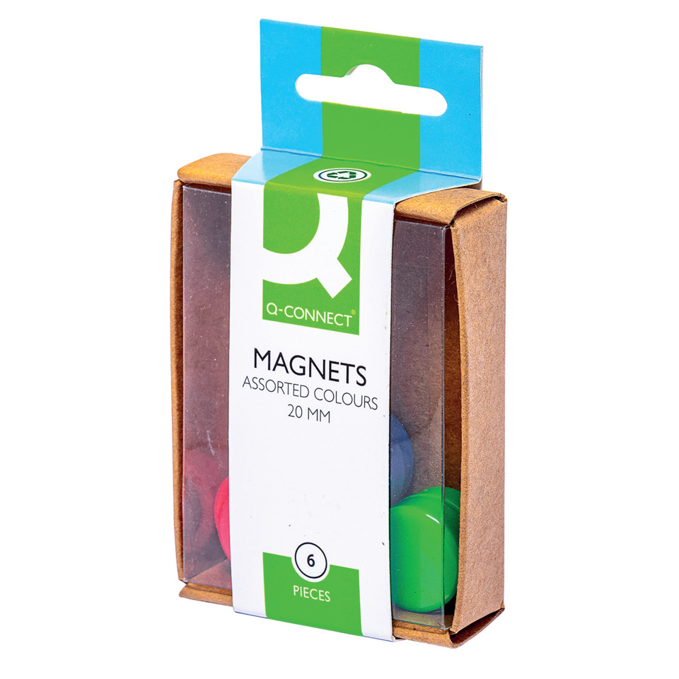 Magnets, Verschiedene Farben, 20 mm, 6 Stück, Verpackung aus Pappe