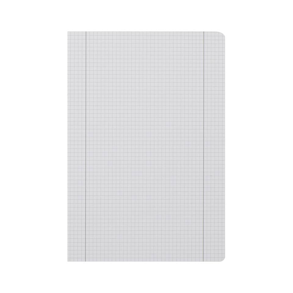 Notizblock, Gitterpapier, Rahmenlinien, abgerundete Ecken, weiß-grau