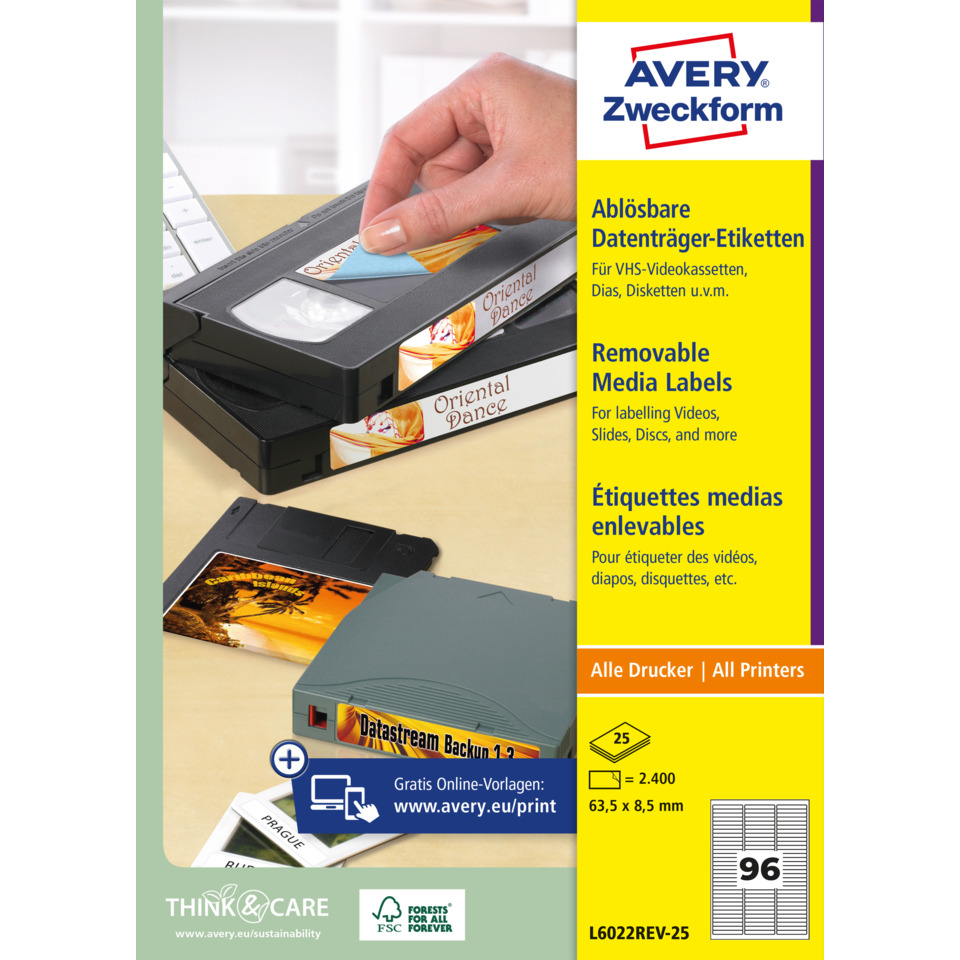 Etiketten, Aufkleber, Kartonetiketten, Entfernbare Etiketten, Karteikärtchen, VHS, Kassette, Datenträger, Labels, Labeltape