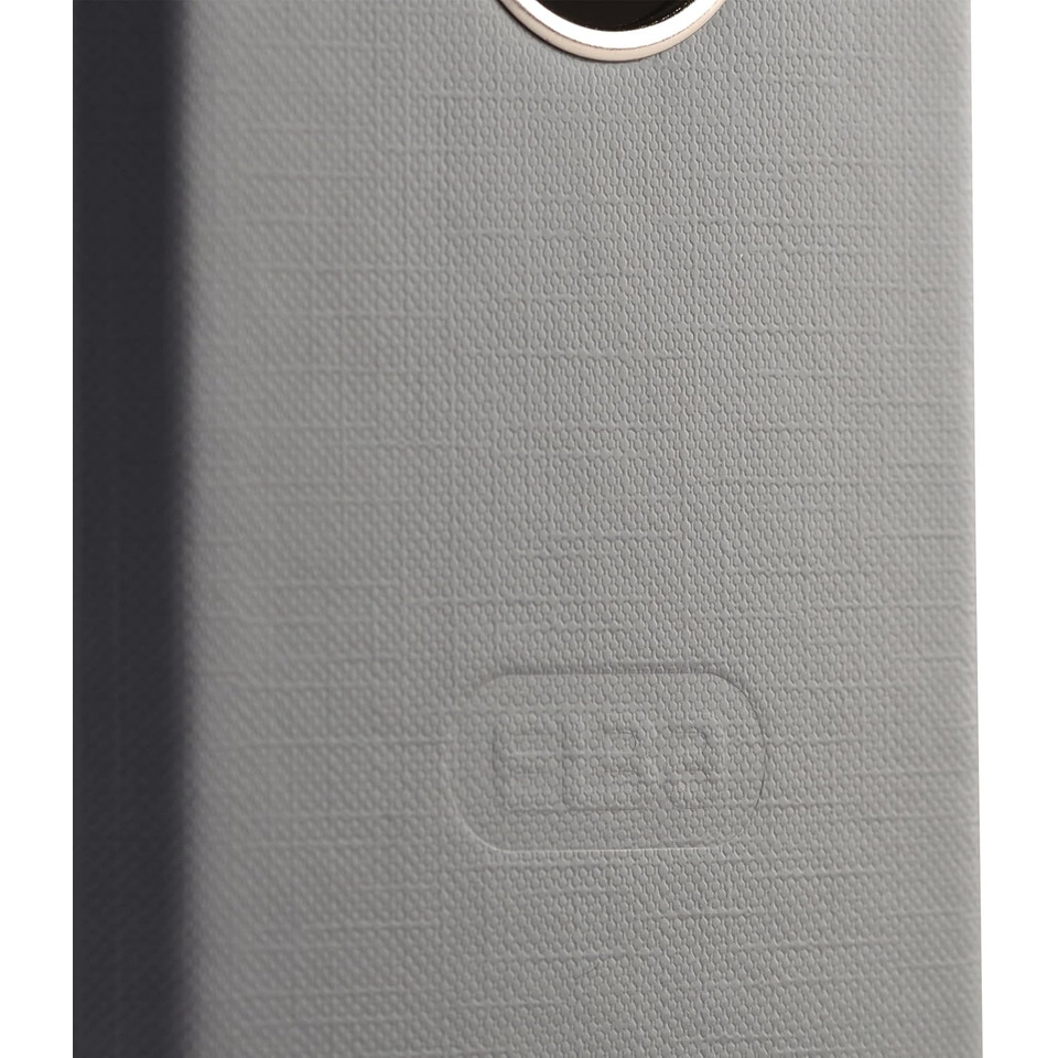back of phone, textured case, camera ring, gray color, cutout button