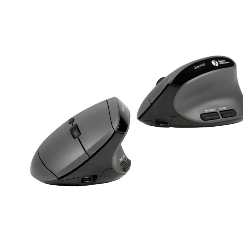 ergonomischer maus, kabellose maus, usb-c, scrollrad, grau