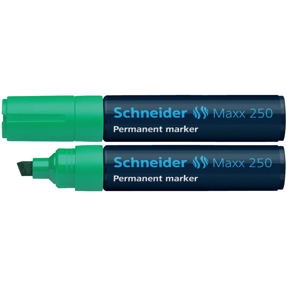 Permanentmarker, Marker, Grüner Deckel, Blauer Körper, Schrägspitze