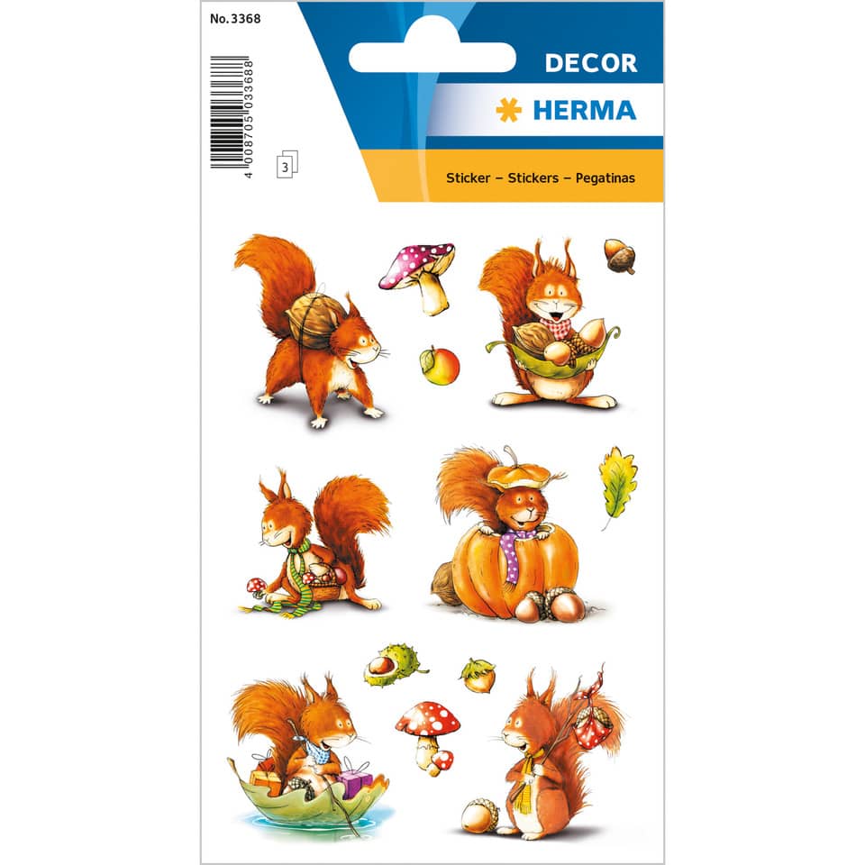 Eichhörnchen,  Stickerbogen,  Naturmotiv,  Herbst,  Pilze