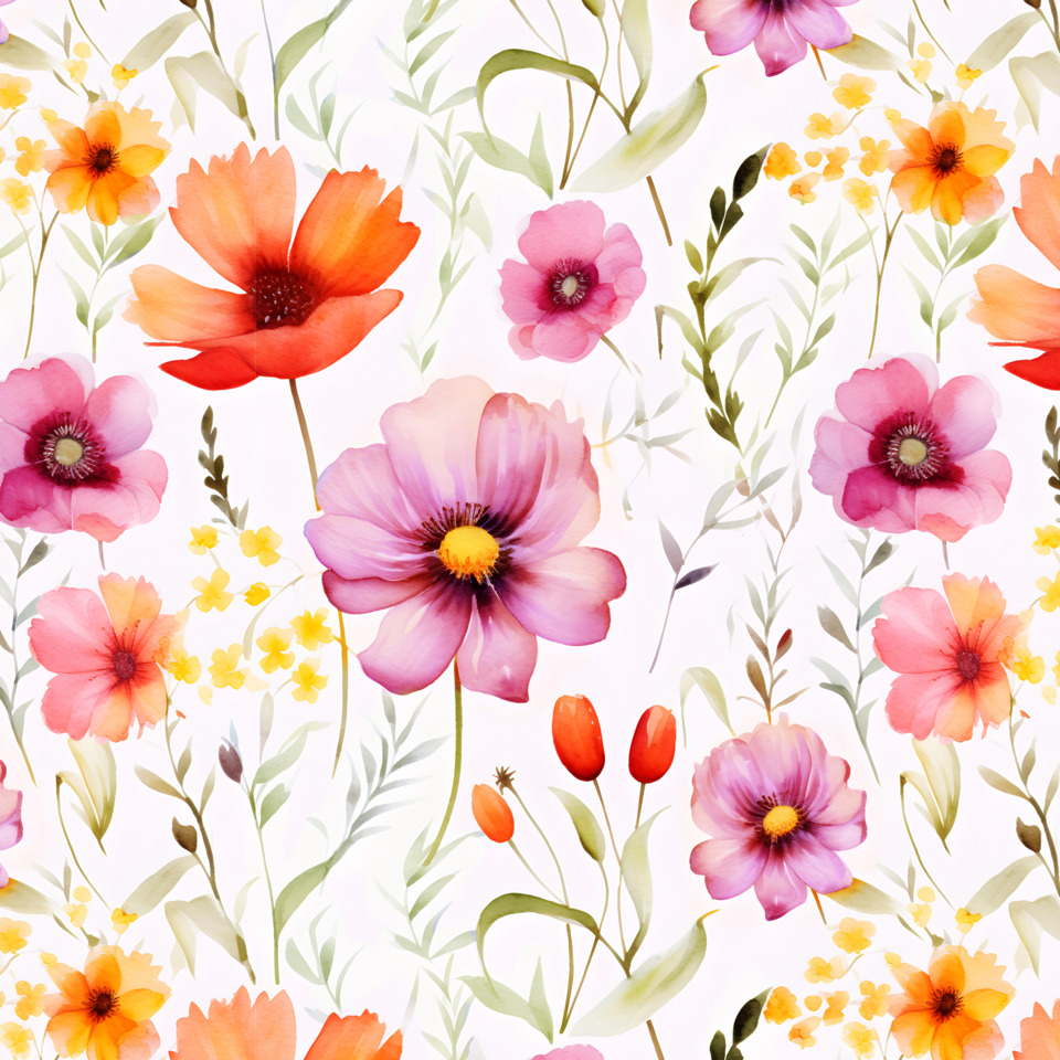 Blumenmuster, Floral-Design, Pastellblumen, Wandtapete, Stoffmuster, blumenmuster, blumenprint, floralprint, pflanzenmotiv, farbenfrohes muster
